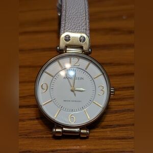 Anne Klein Gold-Tone and Light Grey Watch.